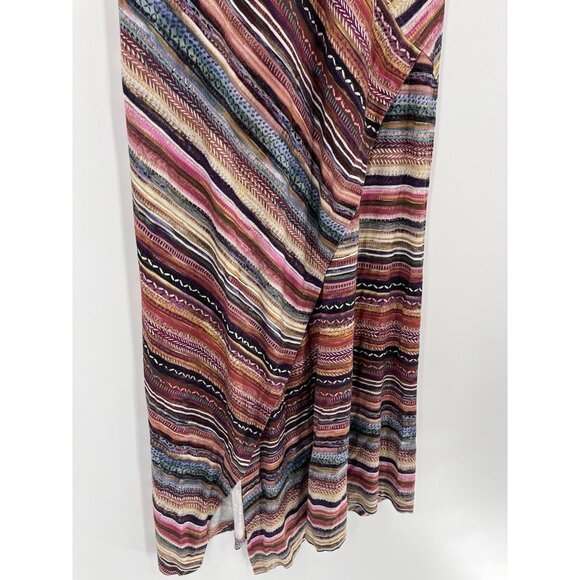 PERUVIAN CONNECTION Women's Multicolor Geometric 1/2 Sleeve Jersey Maxi Dress M - Picture 2 of 6